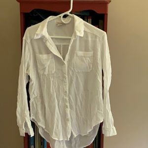 White cotton/rayon button down…tunic length